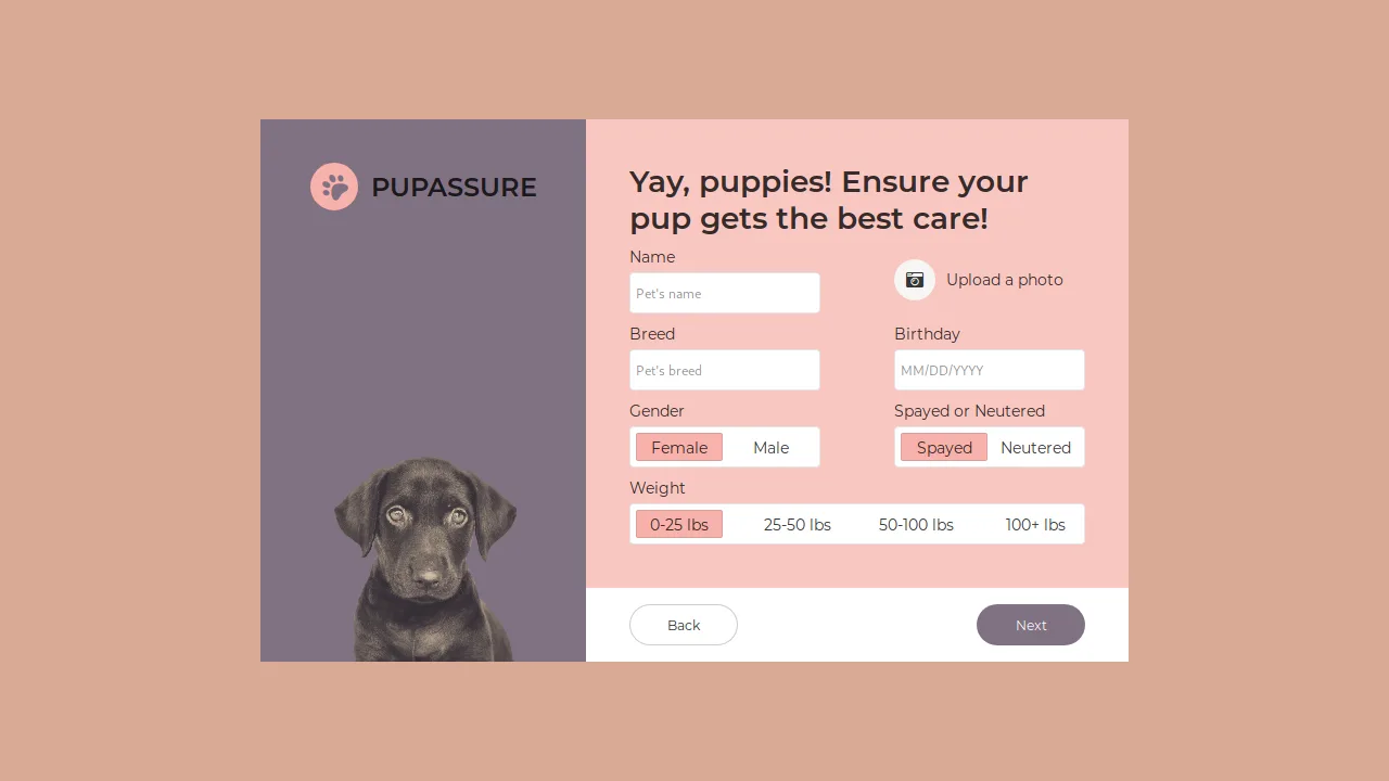 pupassure-sign-up-form