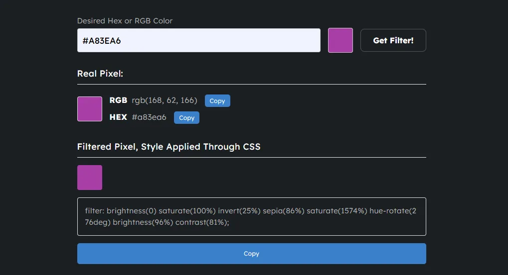 Css Color Filter Generator